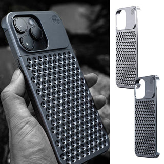 Aluminum Alloy Phone Case For 15 14 13 Pro Max Plus Hollow Heat Dissipation Anti-fall Full Body Shockproof Phone Cove