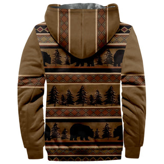 Men's Hooded Plush Printed Long Sleeved Cotton Jacket