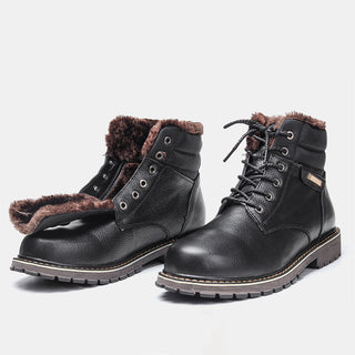 Plus Size Men's Real Leather With Fleece Lining Snow Boots