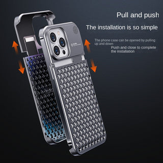 Aluminum Alloy Phone Case For 15 14 13 Pro Max Plus Hollow Heat Dissipation Anti-fall Full Body Shockproof Phone Cove