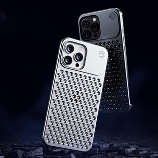 Aluminum Alloy Phone Case For 15 14 13 Pro Max Plus Hollow Heat Dissipation Anti-fall Full Body Shockproof Phone Cove