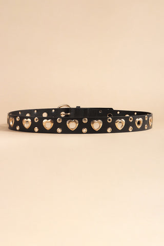 Heart Shape Alloy Detail PU Leather Belt