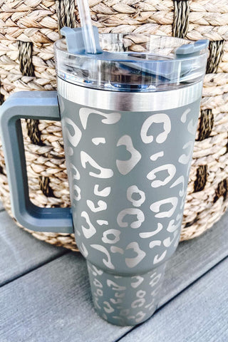 Gray Leopard Spotted 304 Stainless Double Insulated Cup 40oz