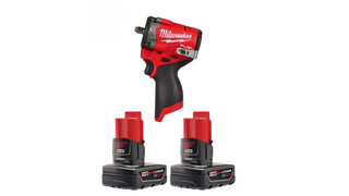 Milwaukee Tool M12 Fuel 3/8" Stubby Impact Wrench w/ Free 2 Pack of XC3.0 Batteries