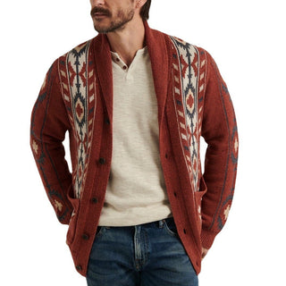 Lapel Brocade Sweater Men's Knitted