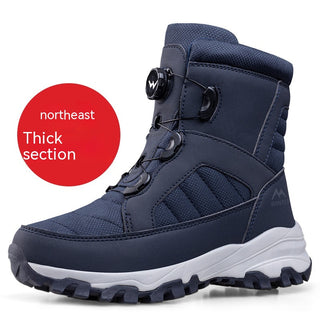 Men's Button Snow Boots Fleece-lined Thickened Women