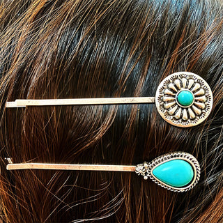 Turquoise Alloy Hairpin