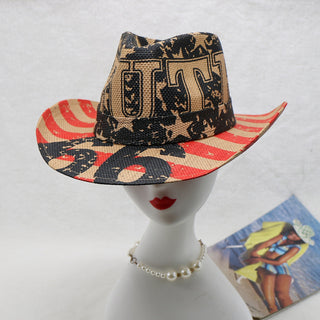 Printed Paper Cloth Wide Brim Hat