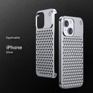 Aluminum Alloy Phone Case For 15 14 13 Pro Max Plus Hollow Heat Dissipation Anti-fall Full Body Shockproof Phone Cove