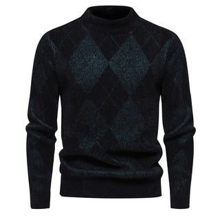 Men's Fashionable Knitted Round Neck Printed Slim Bottoming Shirt