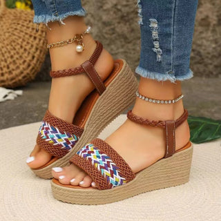 Open Toe Wedge Woven Sandals