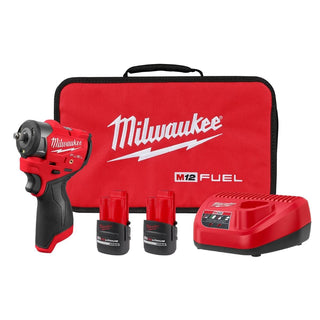 Milwaukee Tool M12 FUEL 3/8 Inch Subcompact Impact Wrench 2 Battery Kit