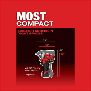 Milwaukee Tool M12 FUEL 1/4" Stubby Impact Wrench