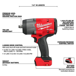 Milwaukee Tool M18 FUEL 1/2" High Torque Impact Wrench w/ Friction Ring