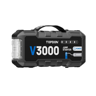 Topdon V3000 - 3000A 12V Heavy Duty Lithium Ion Battery Jumpstarter, Power Bank, and Flashlight