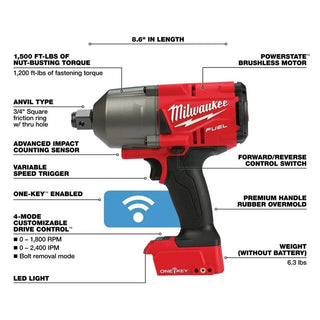 Milwaukee Tool M18 FUEL 3/4" High Torque Impact Wrench w/ ONE-KEY with Friction Ring