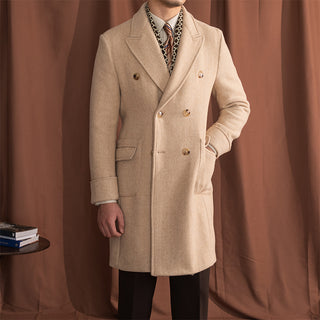 Vintage Men's Wool Herringbone Polo Coat