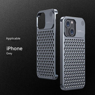 Aluminum Alloy Phone Case For 15 14 13 Pro Max Plus Hollow Heat Dissipation Anti-fall Full Body Shockproof Phone Cove