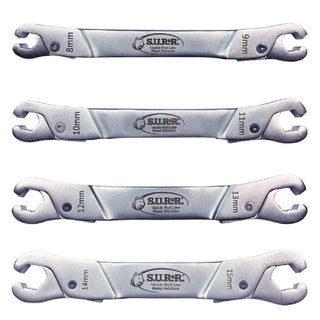 S.U.R.&R. RLW400 Ratcheting Line Wrench Set of 4 with 4-Slot Pouch- SAE/Metric