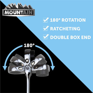Mountain Ratcheting Wrench Set 5 Piece Metric Double Box Universal Spline Reversible 90 Tooth Long Flexible