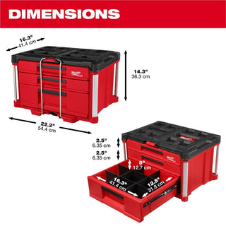 Milwaukee Tool PACKOUT Multi-Depth 3-Drawer Tool Box