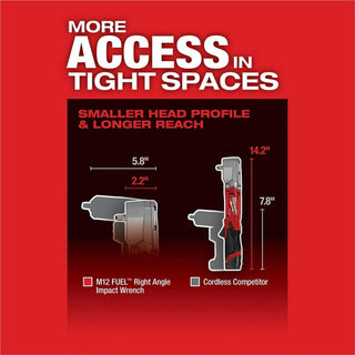 Milwaukee Tool M12 FUEL 3/8" Right Angle Impact Wrench w/ Friction Ring (Bare Tool)