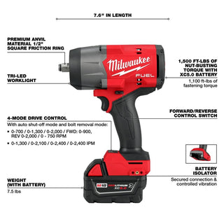 Milwaukee Tool M18 FUEL 1/2" HTIW w/ Friction Ring & Grease Gun Combo Kit