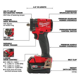 Milwaukee Tool M18 FUEL 3/8" Compact Impact Wrench w/ Friction Ring Bare Tool