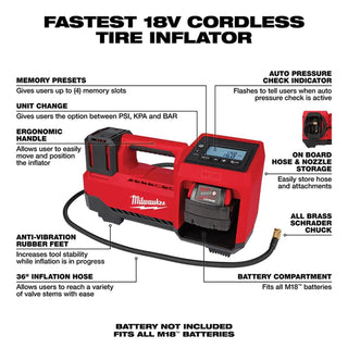 Milwaukee Tool M18 18V Cordless Tire Inflator