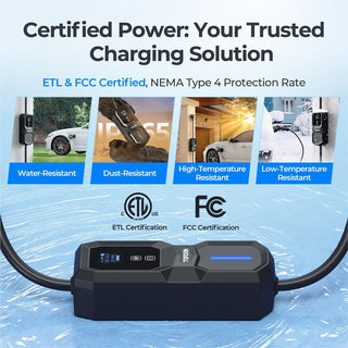 Topdon PulseQ AC Portable 32A Level 2 Portable EV Charger 32A, NEMA14-50P w/5-15P Adaptor