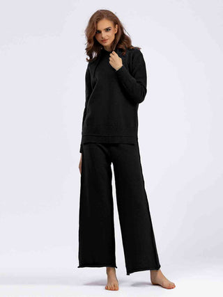 Long Sleeve Hooded Sweater and Knit Pants Set