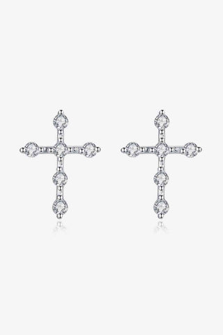 Zircon Cross 925 Sterling Silver Earrings