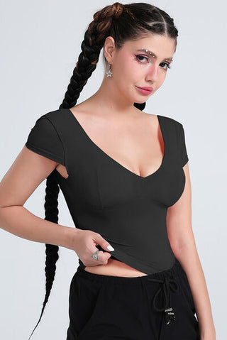 V-Neck Cap Sleeve T-Shirt