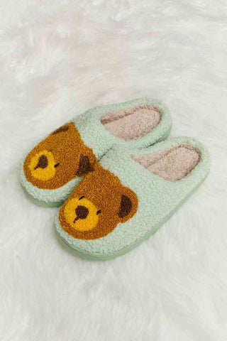 Melody Teddy Bear Print Plush Slide Slippers