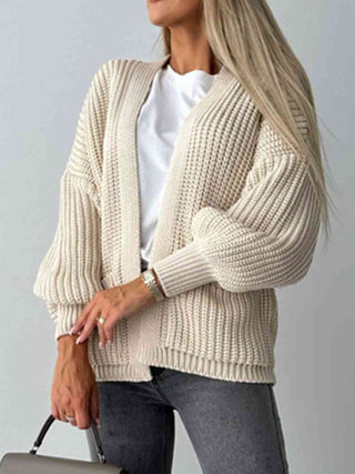 Open Front Dropped Shoulder Cardigan