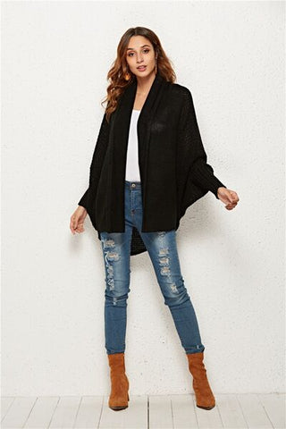 Open Front Batwing Sleeve Cardigan