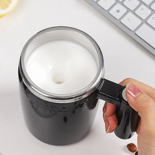 Self Stirring Mug,Rechargeable Auto Magnetic Coffee Mug with 2Pc Stir Bar,Waterproof Automatic Mixing Cup for Milk/Cocoa at Office/Kitchen/Travel 14oz Best Gift - Black