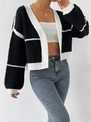 Open Front Dropped Shoulder Cardigan